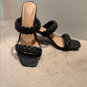 Chic Black Braided Strap Heels